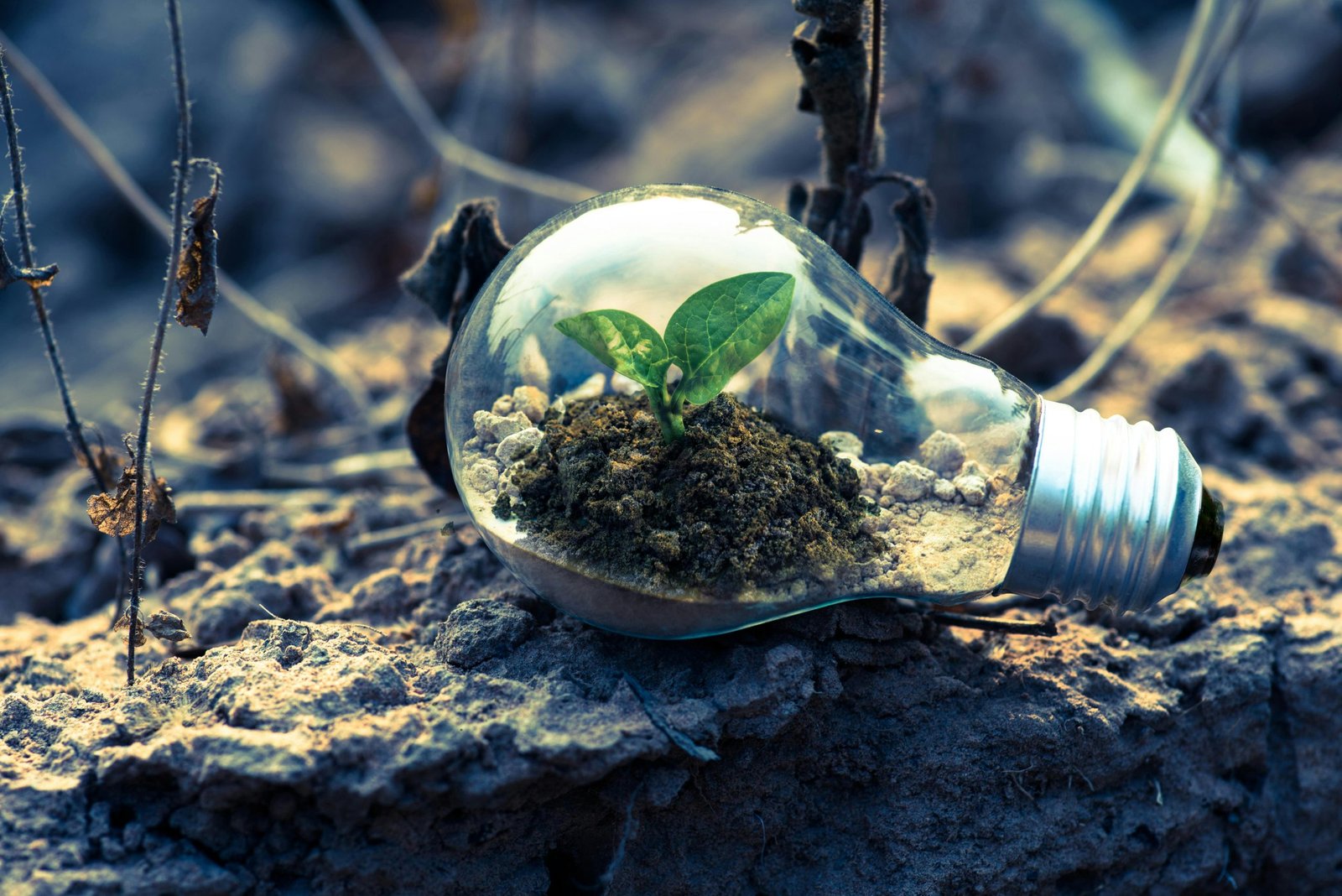 the impact of commercial cleaning to the environment light bulb with growing plant inside